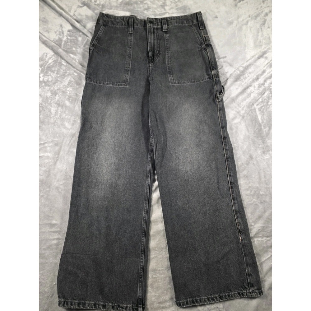 NEW‎ We The Free Major Leagues Wide Leg Black Jeans Carpenter Denim Womens 30